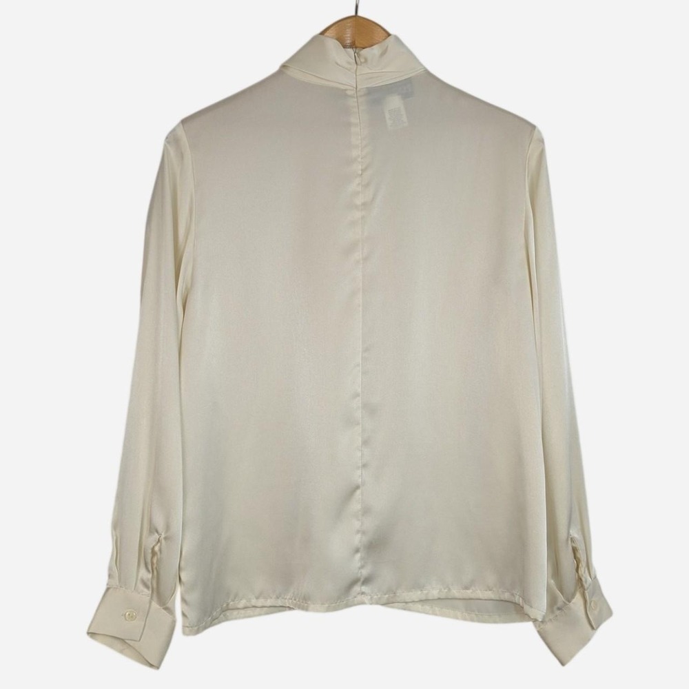 Vintage Pendleton Ivory Satin Draped Cowl Neck Blouse Size 12 - Picture 3 of 7
